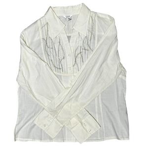 Christopher & Banks Button Up Embroidered Shirt XL